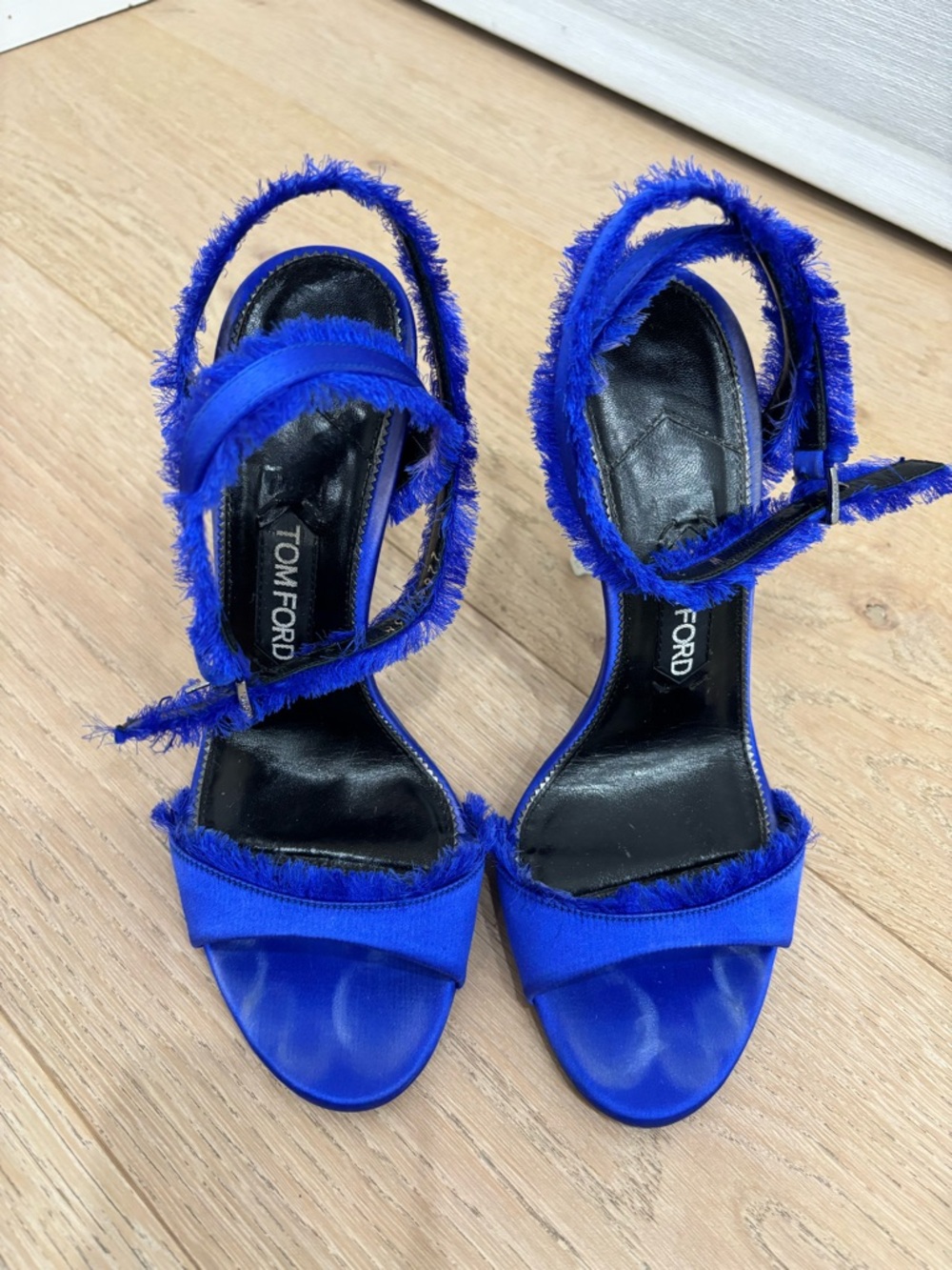 Tom Ford Satin Blue and white Heeled Sandals size 38. - Picture 3 of 12